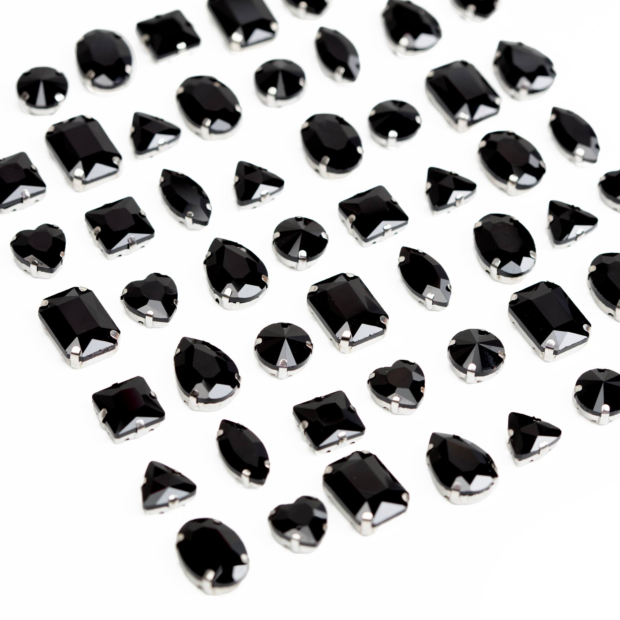 CousinDIY Silver Jet Glass Sew-On Rhinestones, 56ct.
